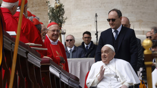 Megjelent Ferenc pápa a Szent Péter téren a virágvasárnapi mise végén